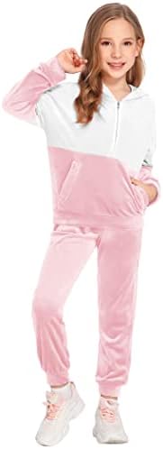 Аршинер девојки 2 парчиња облеки за текови со долги ракави џемпери и џемпери за потсети за потби активни комплети за облека