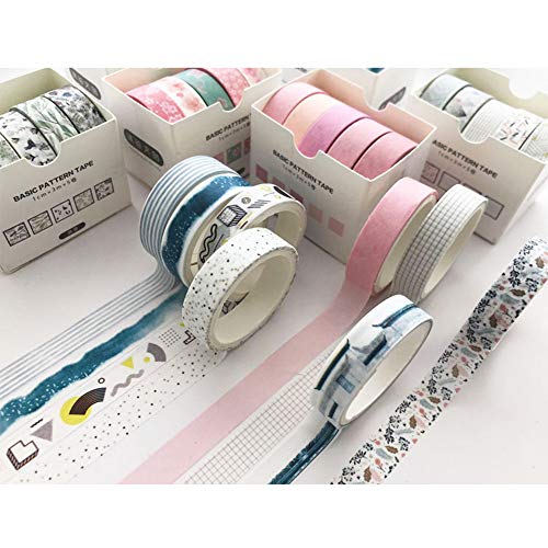 Yubbaex 5 Rolls Washi Tape сет креативни основни слаби маскирање декоративни ленти за уметност, DIY занаети, списанија, планери,