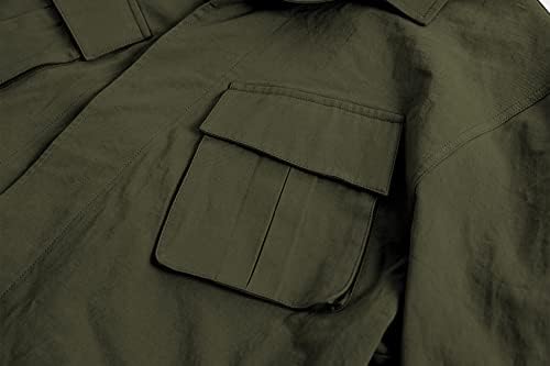 Менс лесен сафари јакна копче на памук на отворено воен поштенски патент до товар на долги ракави