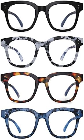Софили 4 пакувања трендовски преголеми очила за читање за жени сина светлина блокирајќи стилски дами читатели Опра во стил дебели големи рамка