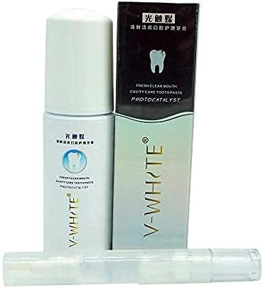 V-бела пена за белење на паста за заби со длабоко чистење за заби за белење и пенкало-глутен, флуорид и алкохол бесплатно за возрасни