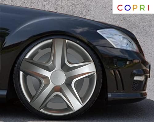 Копри сет од покривка од 4 тркала од 15 инчи сребрен Hubcap Snap-on Fits Hyundai Accent