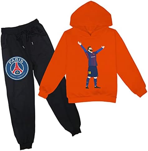 Папама унисекс дете пуловер качулка Меси со долги ракави врвови и џемпери со џемпери од PSG сет-фудбалски starsвезди пот Пон