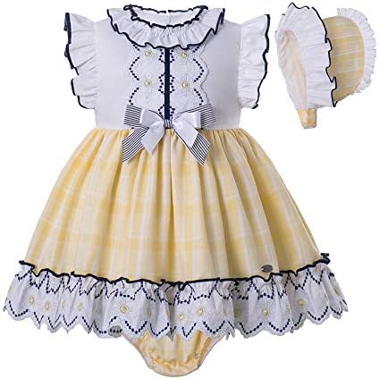 Петиглир бебе девојки Велигденска пролет Елегантна жолта карирана руф, ромпер облека постави новороденче за новороденчиња облека прекрасни
