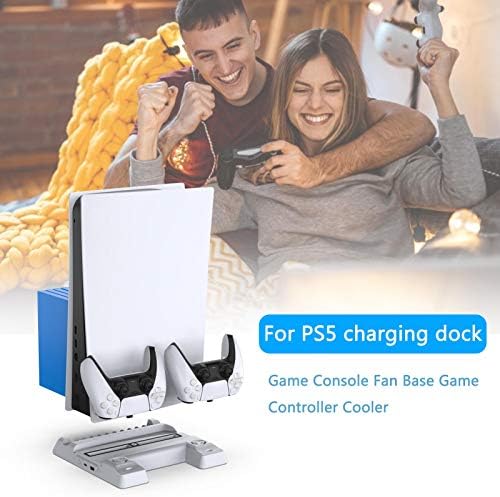 Задржани СТАПАЛА PS5 Вентилатор ЗА Ладење, PS5 Cooler, Вертикален Држач За Playstation 5 Конзола За Игри Со Двојна USB Порта Индикатор За Полнач ЗА PS5 Dualsense Контролер