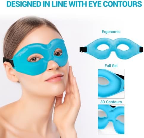 Comfytemp ладен гел маска за очи, мраз пакувачки маски за темни кругови и подпухналост, еднократно греење и ладење маска за очите за подуени