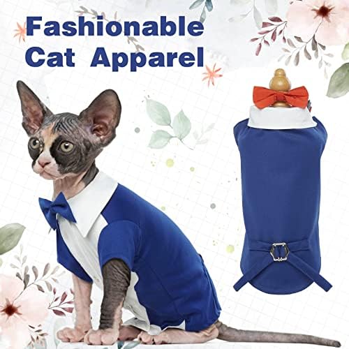 Дентрун Кат Тукседо костум со две лак -вратоврска, стилска мачка кошула формална облека, модна облека за мачка без влакна, фенси облека,
