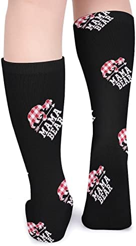 ПЛЕВЕЛ МАЧКА Бивол Карирана Мама Мечка Дебели Чорапи Новина Смешно Печатење Графички Секојдневни Чорапи Со Топла Средна Цевка За Зима