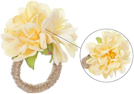 DLVKHKL 6pcs цвет во облик на крпа за крпи од салфетка, држач за прстени од салфетка Хризантем за свадбена забава