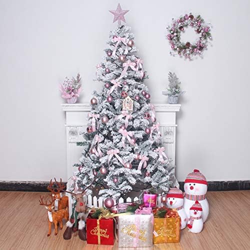 Caixin Издржлива снежна елка, премиум се собра вештачка декорација на Божиќни дрвја со LED стринг светла украси Метал стенд-I 13ft
