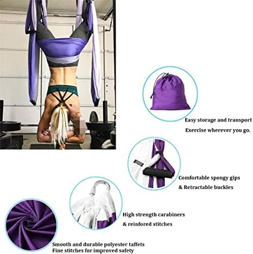 Seijy Aerial Yoga Swing Силен анти-гравитационен јога хамак/прашка/инверзија алатка таванот виси + ленти за продолжување