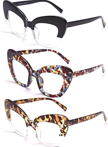 3 пакет Сино Светло Блокатор Очила За Читање Мачка рамка За Очи Читатели Очила За Жени