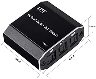 U9 ViewHD Премиум Квалитет TOSLINK Оптички Аудио Прекинувач 3x1 Три Влезови На Еден Излез Ги Поддржуваат Сите Формати до Dloby Дигитален плус