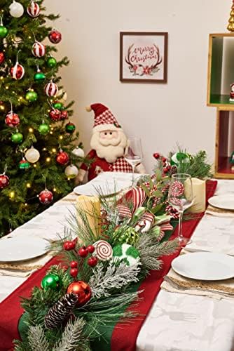 Божиќен Венец Пакет Вредност На Венец | 30 инчен Прекрасен Елф Црвен Зелен Бел Божиќен Венец, Божиќна Венец од 9 стапки За Надворешни Украси