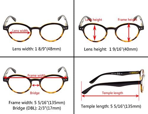 Gr8Sight 5-Пакет Тркалезни Ретро Очила За Читање Со Пролетни Шарки Вклучуваат Читачи На Сонце