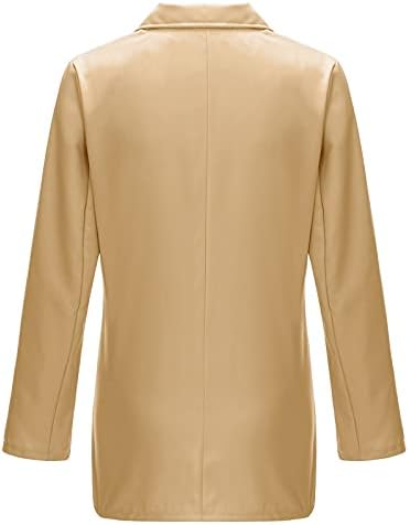 Јакни со блејзер за жени модна деловна каузална јакна костум плус големина јакна блејзер лапел долги ракави канцеларија формален костум