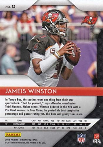 2018 Panini Prizm 13 Jameis Winston Tampa Bay Bay Buccaneers NFL Football Trading Card