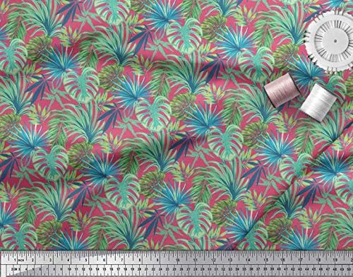 Соимои Розова Памучна Ткаенина Од Дрес Тропски Лисја Ткаенина За Печатење по Двор Широк 58 Инчи