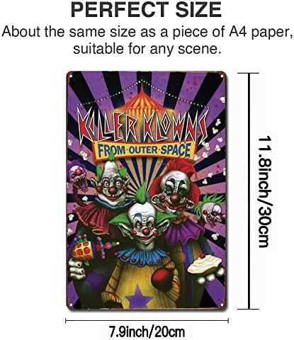 Killer Klowns од надворешниот простор во 80 -тите класични филмови постери гроздобер лимен метал знак хорор декоративни плакети отпечатоци wallидна