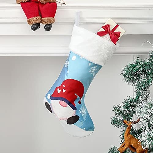 XIOS 2022 Божиќни чорапи 18 Голем украс за божиќни порибни божиќни чорапи со фаукс пената за украси за новогодишни украси за домашни одмори,