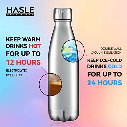Hasle Outfitters 17oz шишиња со вода од не'рѓосувачки челик, вакуум изолирани шишиња со вода со двојно метални метални спортови шишиња