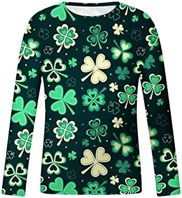 Маичка со долги ракави на кинруи, шамароки на Сент Патрик, печатени маица блуза, тенок фит ирски печатен пулвер врвови