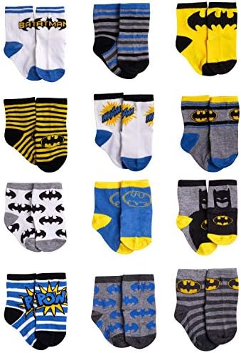 DC Comics Baby Boys and Girls's Cops - 12 пакувања Бетмен, Wonder Woman, Superman, Justice League, Super Girl Cods