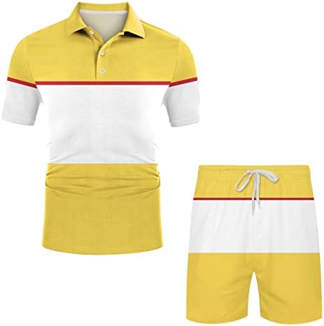 RTPR Новогодишни костуми за мажи машка маица со кратки ракави со кратки ракави поставени летни 2 парчиња облека за метеж 44