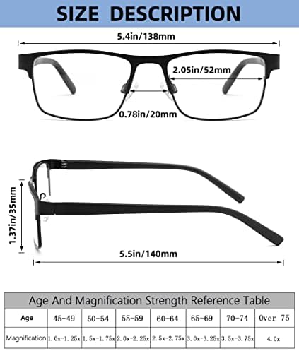 Dilly Vision 4 Пакувања за читање очила за мажи со сина светлина блокирачки метални читатели на целосна рамка со пролетни шарки вклучуваат читатели