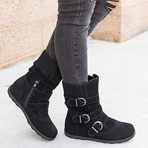 Аиху жени сандали чизми за глуждот за жени термички патент ретро-потпетица ретро-чипка со средно-телевизори зимски снежни чизми женски чизми