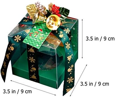 20 Комплети Божиќна Проѕирна Кутија Со Јаболка Кутија За Чување Бонбони Кутија За Пакување Подароци Божиќни Украси Подароци Украси