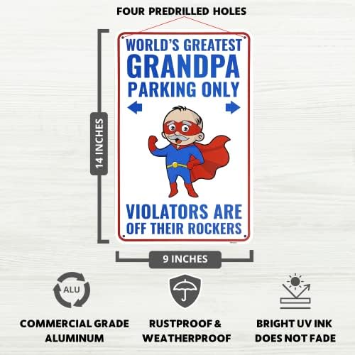 Знак за паркирање на дедо Venicor - 9 x 14 инчи - Алуминиум - Идеи за подароци на дедо - дедо дедо смешно уникатен роденден за роденден претставува