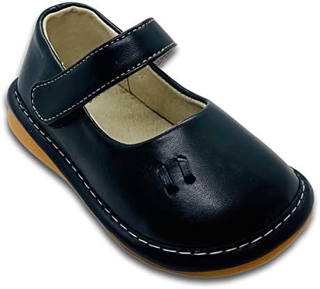 Каталина Клипи Мери Janeејн во црна, пискави чевли за мали деца со отстранлив пискач