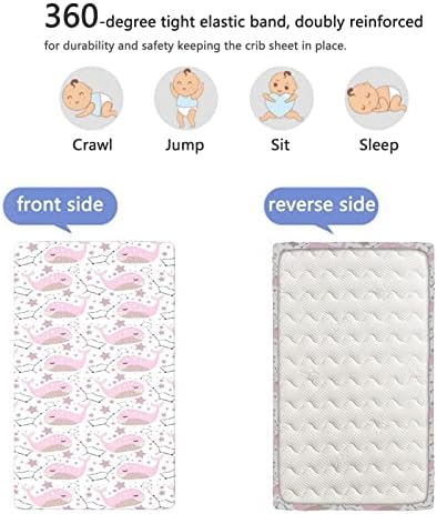 Тематски тематски опремени мини чаршафи, преносни мини креветчиња со меки и кревети за кревети за постелнина за момчиња за момчиња, 24