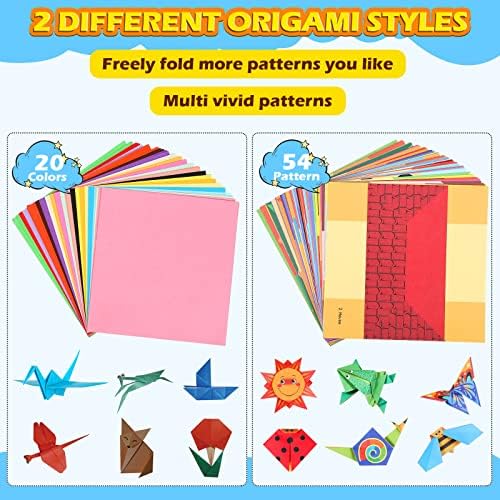 Комплет За Оригами Од 716 Листови За Деца 5-12 Години 216 Листови Двострана Живописна Хартија За Оригами и 500 Листови Хартија За Вежбање