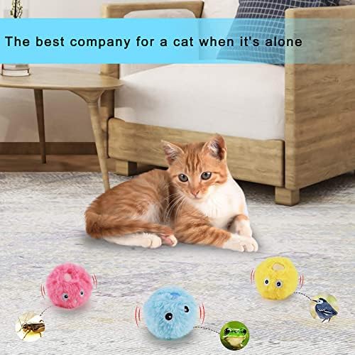 Pakesi Cat Toys, 3 видови на симулациони повици на животни, интерактивни мачки за лаење кои играат со топки за играчки, играчки за