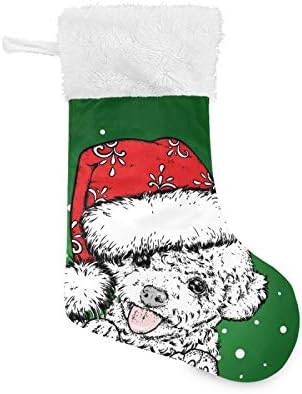Алаза Божиќни чорапи Црвена и зелена новогодишна Божиќна кучиња Класик Персонализирани големи декорации за порибување за семејни