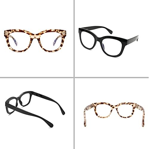Арејт 2 пара преголеми очила за ретро читање за жени, опра во стил на сина светлина што ги блокира читателите