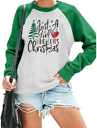 Единственане само девојка која сака џемпер за новогодишна елка за жени Божиќно дрво со долги ракави кошула Божиќни графички врвови