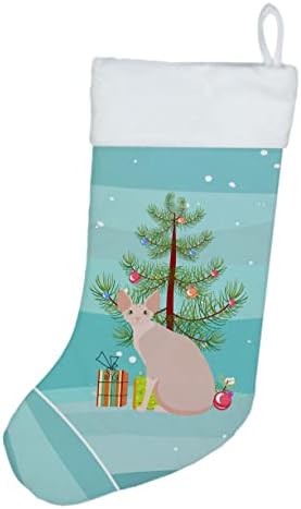 Богатства на Каролина CK4801CS Sphynx 2 Cat Merry Christmas Christmas Christmas Stocking, камин што виси чорапи Божиќна сезона забава Декорации