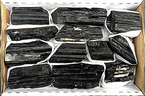 JIC Gem 2 lb Црна турмалин колекција во кутија од 7x5x2, 12-18 парчиња лековити кристали