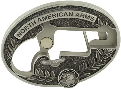 Северноамериканско Оружје НАА ЛНГ РФЛ ЦУСТ Овална Брава За Појас, сребрена, 5,5 х 4 х 1,75 инчи