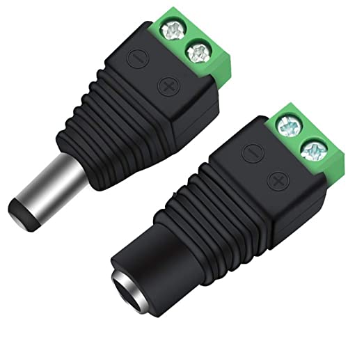DayAQ DC конектор 5,5 mm x 2,1 mm приклучок за приклучок за приклучок машки и женски LED адаптер за CCTV Power Претворете LED лента