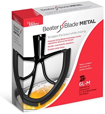Нов метро дизајн XL-MGY 5-плус Beater Blade Metal, компатибилен со миксери со штанд со 5-плус садови, сива, сива