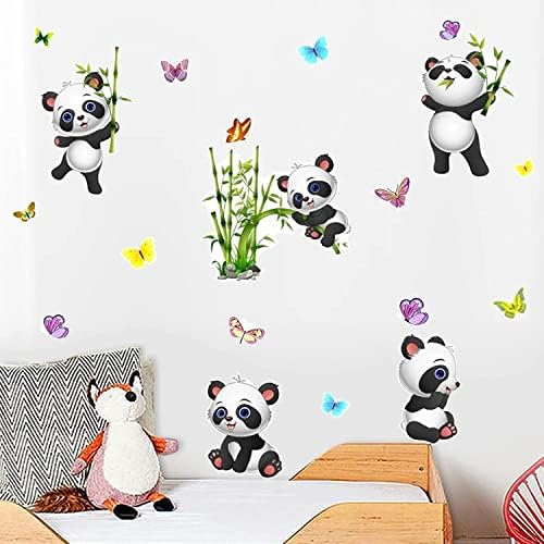 Панда бамбус &засилувач; Пеперутка Ѕид Налепници, Кора И Стап Отстранлив Животински Ѕид Налепници За Деца Деца Спална Соба Расадник