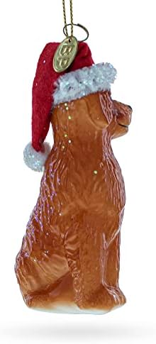 Златен ретривер во Дедо Мраз стакло Божиќен украс 4 инчи