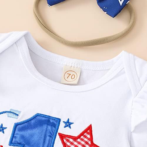 Бебе девојче Мој 1 -ви јули облеки, бебе девојче Американско знаме печати ромпер на 4 -ти јули облека за девојчиња