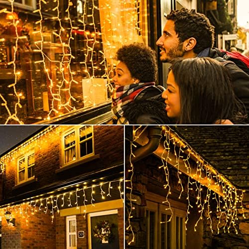 Божиќни светла во Болвео, Надворешно, 50 -ти 480 лежести Божиќни украси завеса за самовила, жица, со 96 капки чиста жица водоотпорен тајмер