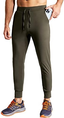 Mier Men's Jougger Sweatpants со џебови со патенти тенок одговара на најлонски панталони за атлетски патеки за пешачење за трчање