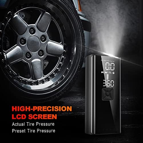 Преносен компресор на воздухот Kimhi Tire Inflator, 150psi преносен гуми за надувување за автомобил, 10000mAh безжична воздушна пумпа